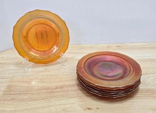 Vtg Federal Glass Marigold Depression Glass Dessert Plate Set of 8