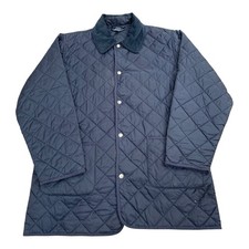 Giacca trapuntata blu navy foglie verdi - capospalla media classica country core