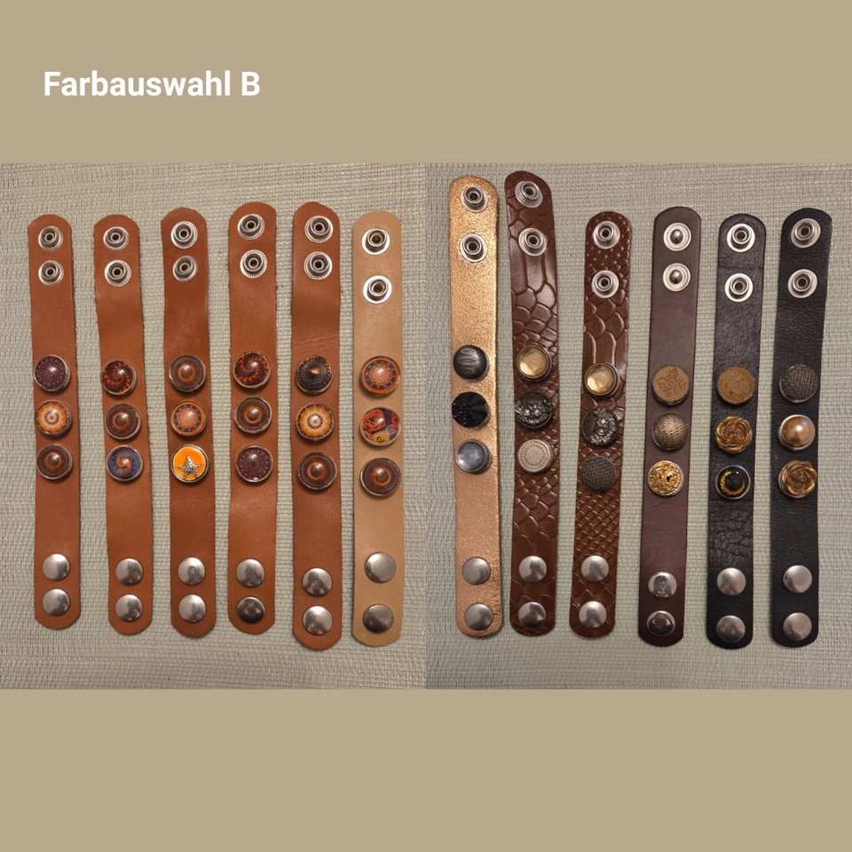 Chunk „Click Button“ Armbänder – 5x Lederarmband mit 3 Buttons – Mengenrabatt! - Bild 2 von 4