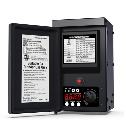 Low Voltage Transformer 300 Watt with Timer, Photo Eye Sensor and Weather Shi...