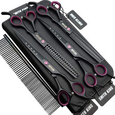 7.0 Inches Professional Dog Grooming Scissors Set Straight  Thinning  Curved 