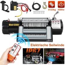 12V Elektrische Seilwinde 6123KG Offroadwinde Motorwinde Funkfernbedienung 4500w