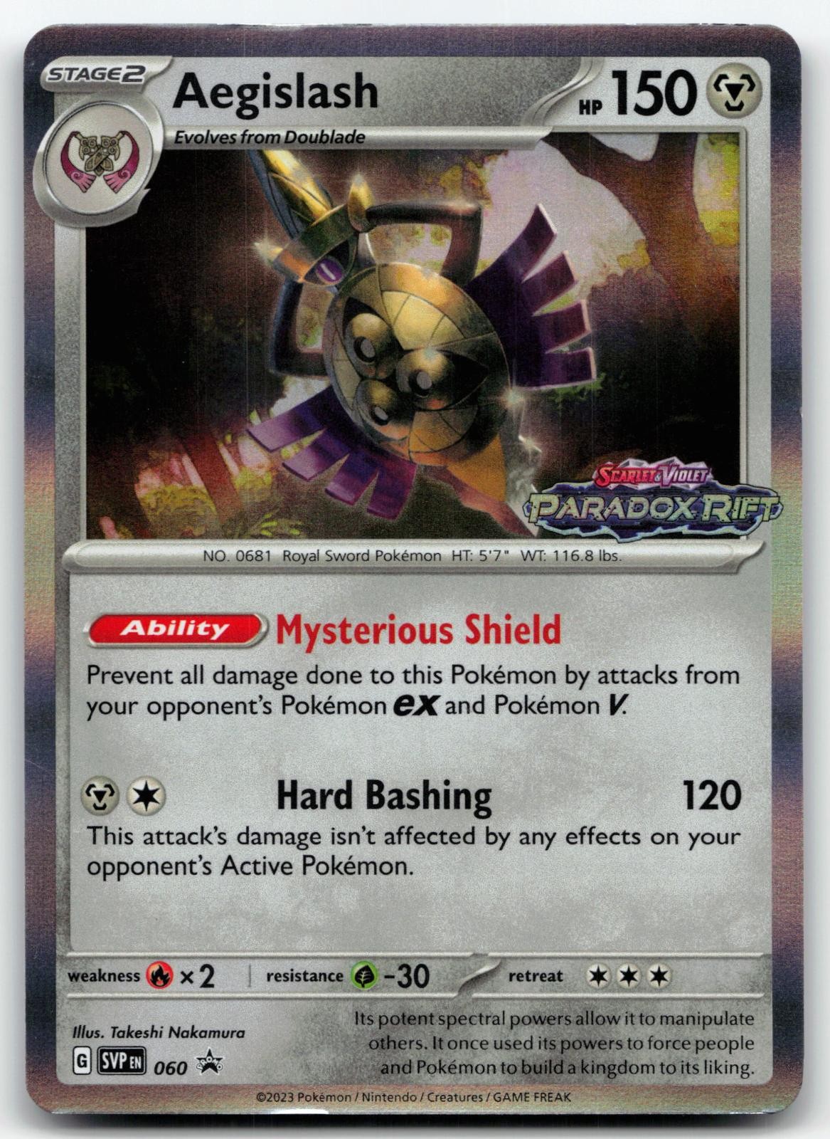 Aegislash (Prerelease) 060 Holo Promo Scarlet & Violet Promo Pokemon Holo NM