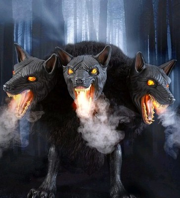 2 Ft 7 in Cerberus Three Headed Dog Animatronic