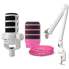 Tige PodMic USB Microphone à diffusion dynamique (blanc) & Tige PSA1+ Pink Bundle