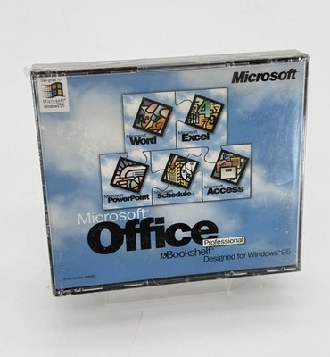 Microsoft Office Professional & Bookshelf Windows 95 SEALED W/ Key NOS NEW