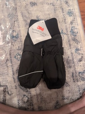 New Kids Black 3M Thinsulate Insulated Waterproof Ski Mittens Size M