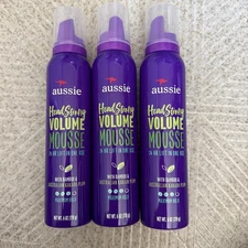 Aussie Headstrong Volume Mousse Maximum Hold 6 oz Level 3 Bamboo Kakadu Plum X 3