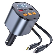  2025 Upgraded 81W Retractable PD Car Charger with Bluetooth 5.3, FM Transmi...