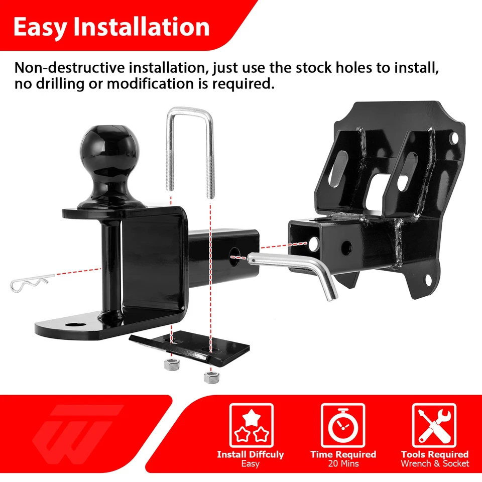 WEISEN UTV Rear 2" Receiver Hitch w/3-in-1 Ball Mount For Honda Talon 1000R/X/4 - Image 4 of 4
