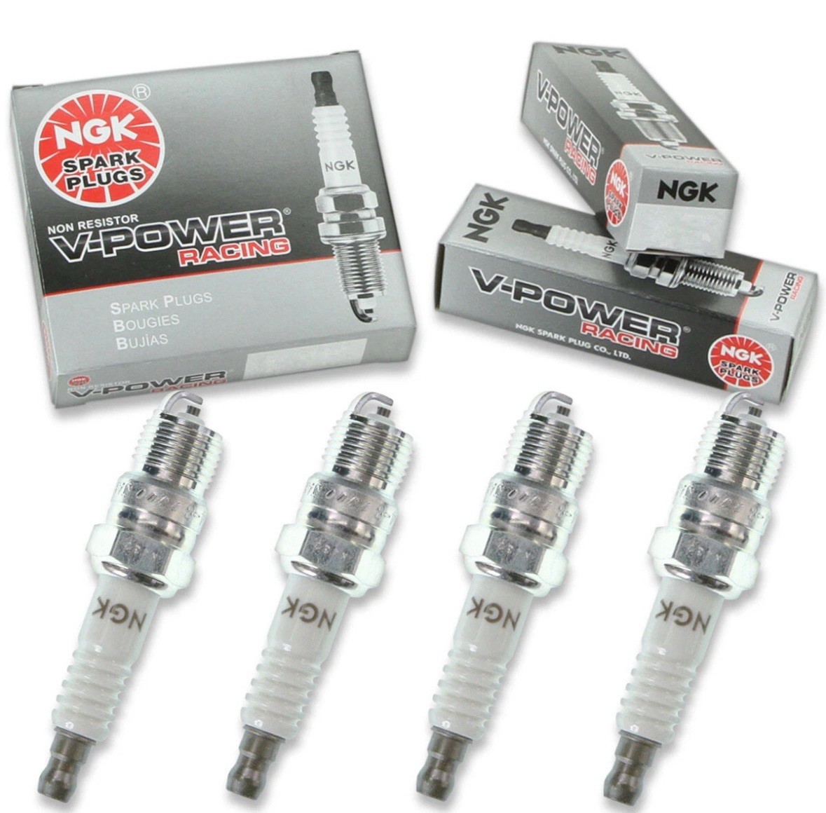 4 pc NGK 5657 R5674-8 V-Power Racing Spark Plugs
