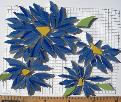 Dark Blue Daisy Mosaic Tiles, Daisy Aster Craft Tile For Mosaic Artists - Image 1 of 3