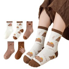Children's Capybara Themed Socks, Comfortable Cotton Blend, Fun Animal Design,