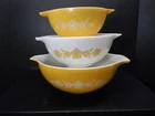 Vintage Pyrex Set Of (3) Butterfly Gold Cinderella Nesting Bowls 442 443 444