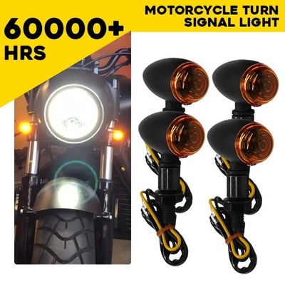 4PCS Black Motorcycle Bullet Turn LED Signal Light For Indicator Harley Chopper