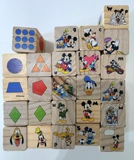 Lot Of 25 DISNEY Mickey Mouse Friends Wood Learning Growing Toy Blocks