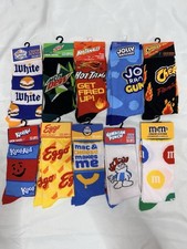 Huge Lot of 10 Novelty Crew Socks - Food Beverage Brands New with Tags
