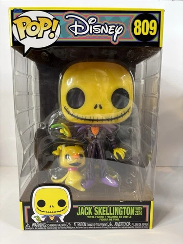 Funko Pop Disney NBC #809 Jack Skellington With Zero 10" Figure Black Light