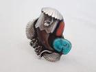 Vintage Native American Sterling Silver Large Toadlena Size 12 Ring OB-2