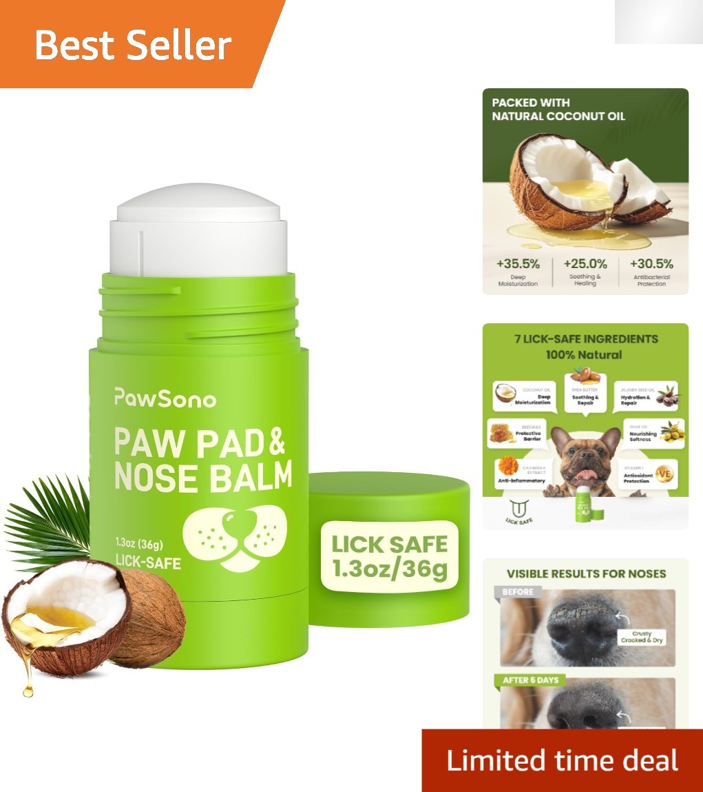 Lick-Safe Dog Paw & Nose Balm with Coconut Oil | Winter Snow, Road Salt & Col...