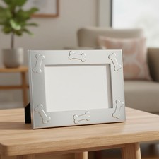 Charming 4x6 Dog Picture Frame in Silver Metal - Dog Bone Theme for Pet Memories