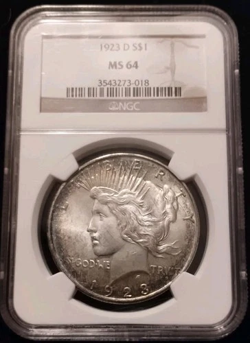 1923 D Peace Dollar NGC MS64 Toning