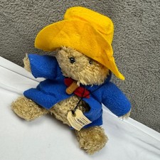 Eden Paddington Bear Plush Toy Unisex 9.5in Blue Yellow Excellent Felt Coat Tag
