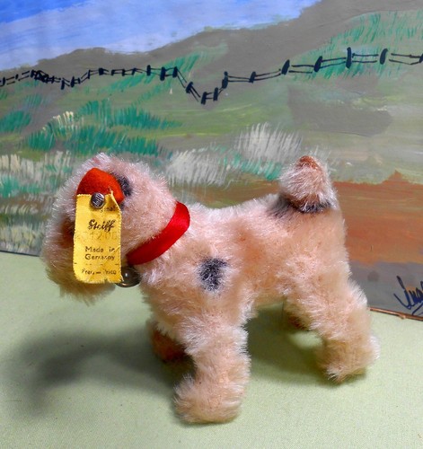 Early Steiff Mohair Terrier Dog- 3 1/2", Germany, Ear Button, Germany