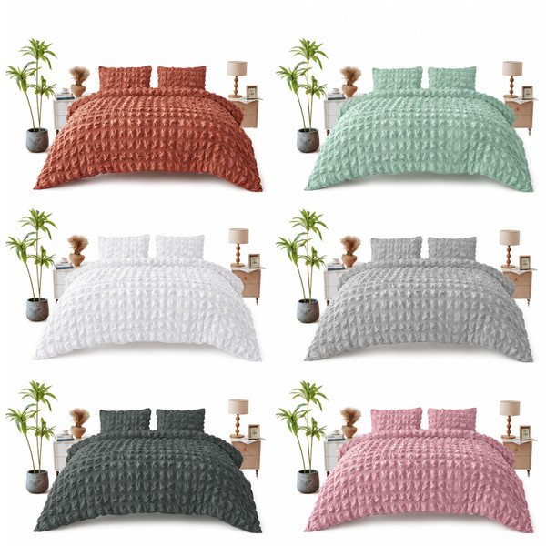 Juego de funda nórdica Ripon Seersucker juego de cama nórdica de microfibra de 3 piezas con almohadas