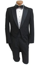 Men's Black Tuxedo Tailcoat 100 Wool with Satin Peak Lapels Big  Tall 58R