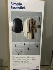 Simply Essential Commercial Grade Dual Bar store Adjustable Garment Rack