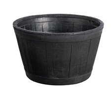 STRATA GN653 Oakwood Barrel Wood Effect Plastic Planter - Black