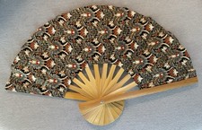 Fan Thai Folding Black Flowers Hand Bamboo Thailand Decor                         2