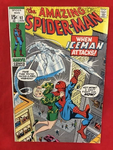 The Amazing Spider-Man #92 Marvel 1971 When Iceman Attacks