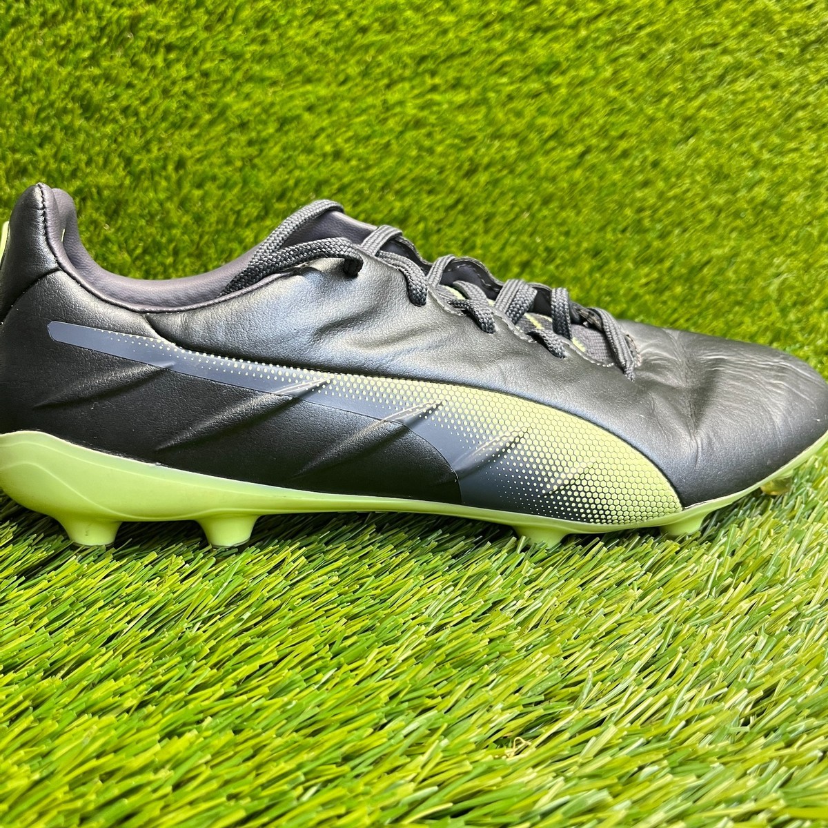 Puma King Platinum 21 FG AG Mens Size 8 Black Green Leather Soccer