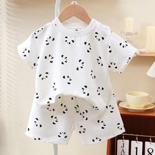 Kids Summer Pajama Set Soft Solid Color Sleepwear Boys Girls Comfortable