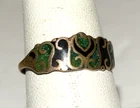 Vtg Mexico Inlaid Crushed Turquoise Onyx Sterling Silver Ring 1.4 Gram Size 8