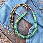 17" NAVAJO Pearl Desert Hubei Turquoise Southwest Native Beads Western Necklace — photo 1