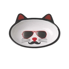 PetRageous 12037 Oval Mon Ami Pierre Stoneware Cat Bowl 5.5-Inch Wide and 1.5...
