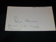 KC Royals Yankees Dick Howser (d.1987) Signed Auto 3x5 Vintage Index Card M7