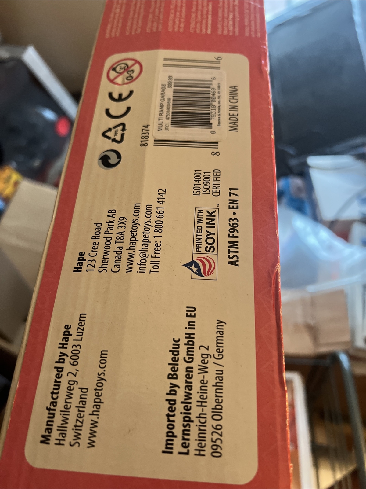 New Hape Multi Ramp Garage Car Playset Wooden 818374 Wear Box