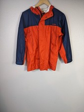 LL Bean Boys Jacket Windbreaker Hooded Orange Blue Full Zip Hooded Sz M 10-12 47