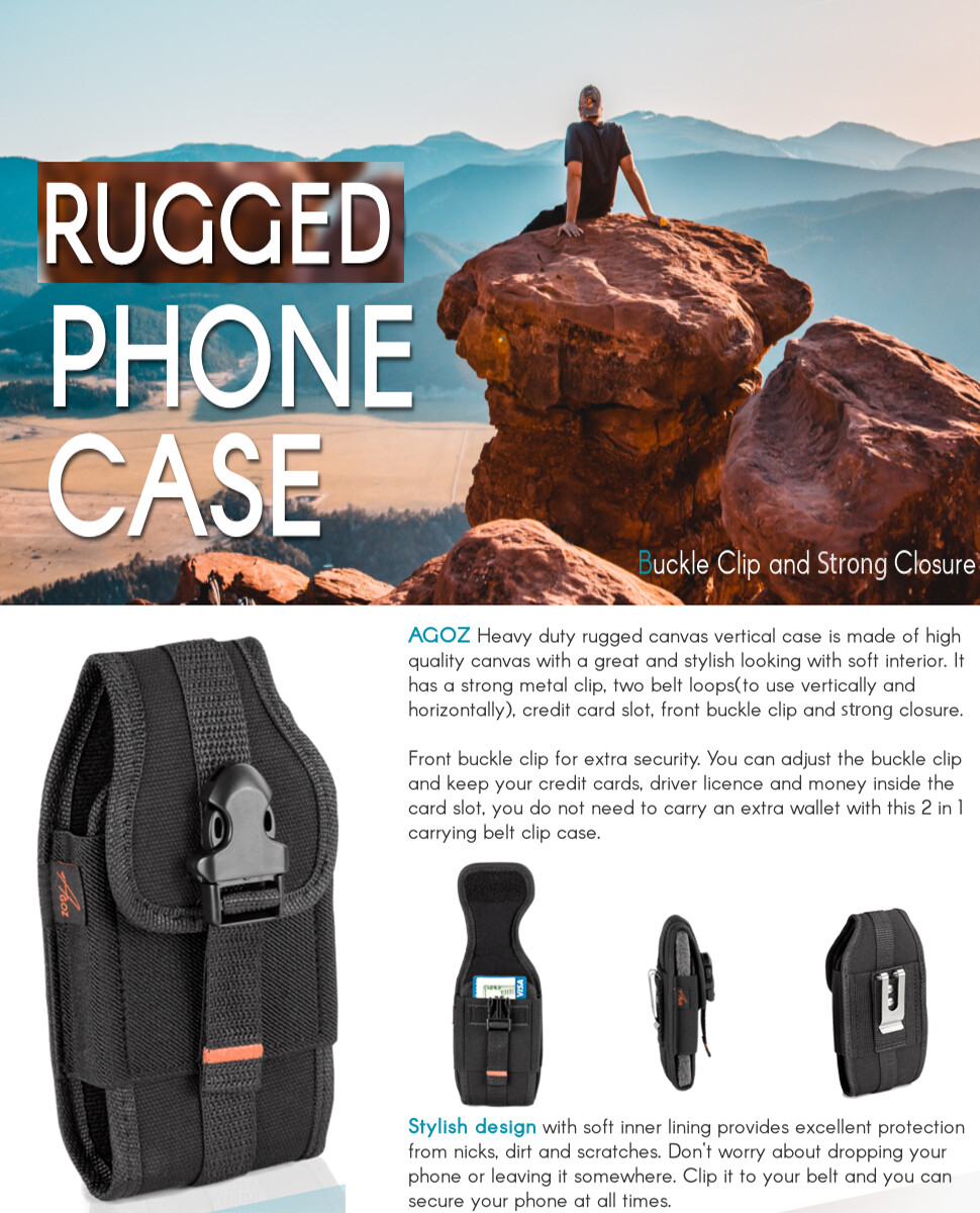 AGOZ Rugged Belt Clip Loop Pouch Case Holster For Alcatel, Nokia