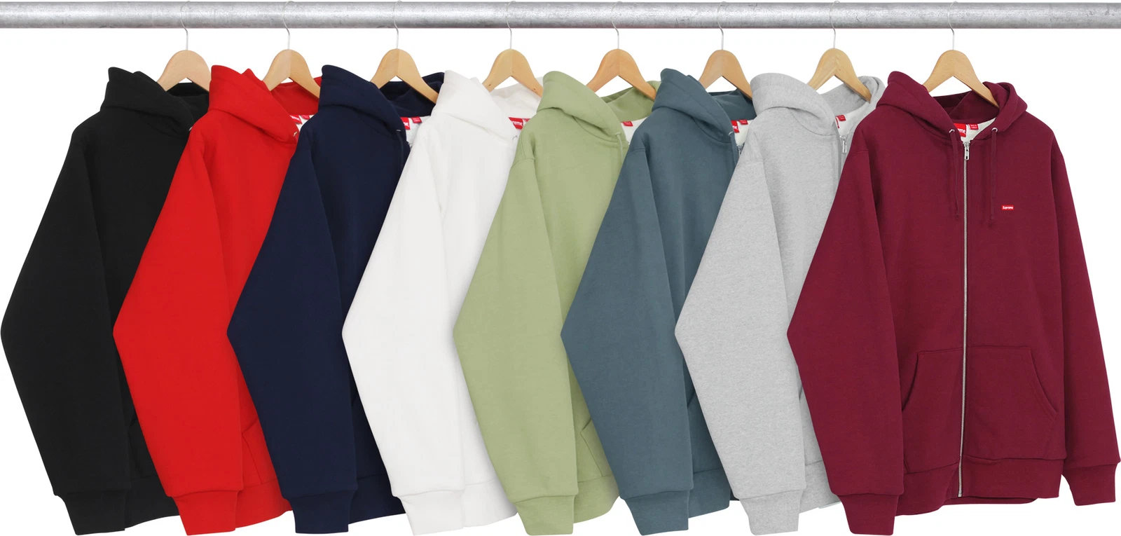 Felpa con cappuccio Supreme Small Box termica zip bordeaux piccola A I 16