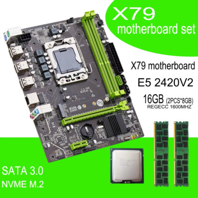 Qiyida X79 Mainboard Set E5 2420V2 16GB DDR3 NVME SATA 3.0 ATX