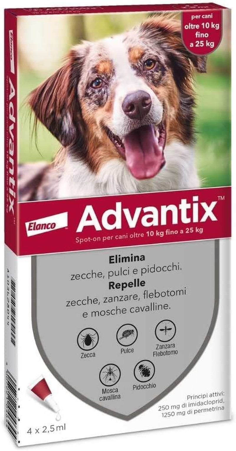 Antiparassitario Cani Da 10 Kg a 25 Kg Elimina Zecche, Pulci 4...