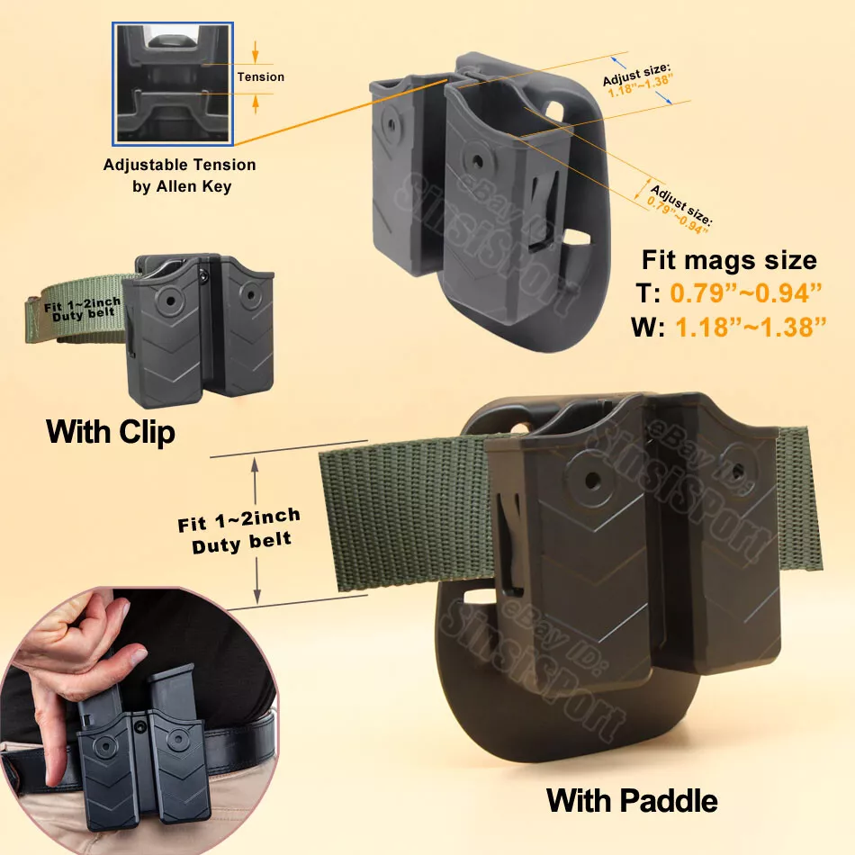 SR9 MAX-9 Double Magazine Holster For Ruger SR9 MAX 9 SR40 Security 9 Mag Pouch - Image 3 of 4