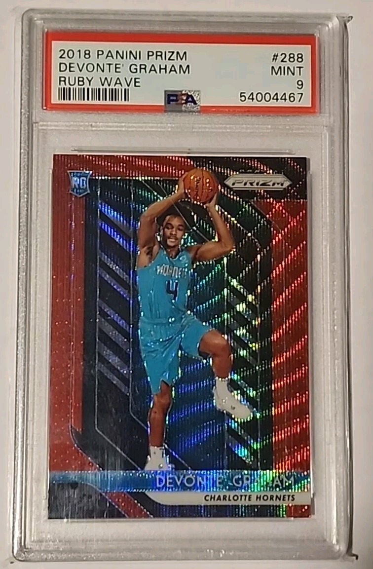 2018-19 Panini Prizm Devonte’ Graham Rookie Ruby Wave PSA 9 MT Pelicans