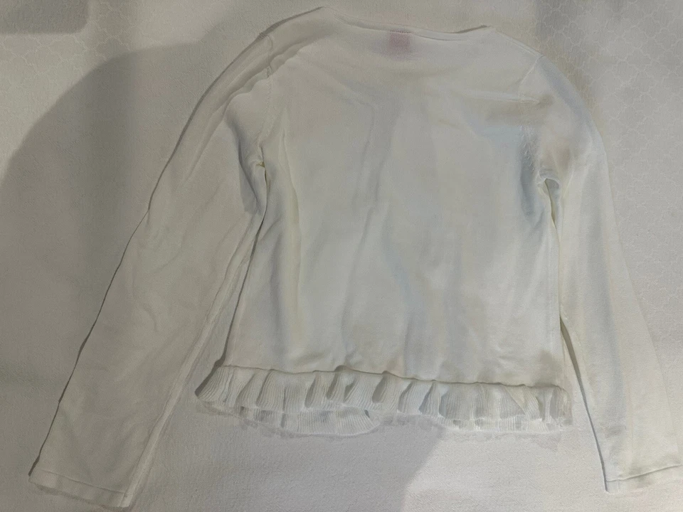 Cárdigan Suéter J Caqui Niñas Talla XL Blanco Borde con Volantes Nuevo con Etiquetas Foto 4 de 4