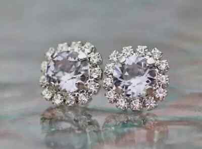 2Ct Lab Created VVS1/D Diamond Pretty Women's Stud Earring 14K White Gold Finish
